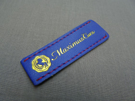 Maximus Leather Tip Protector – Blue / Gold Logo